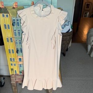 Rebecca Taylor Cream Ruffle-Trim Sleeveless Dress